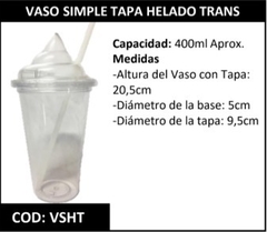 Vaso simple tapa helado transparente