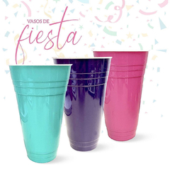 VASO FIESTA AMERICANA GRANDE NO DESCARTABLE (Varios Colores) - comprar online