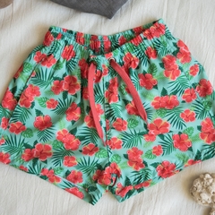 Short Floreado Verde