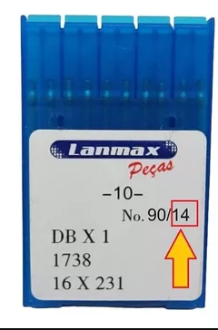 Agulha Cabo Fino DBX1 para Maquina de Costura Reta Industrial Numero 14 - Lanmax
