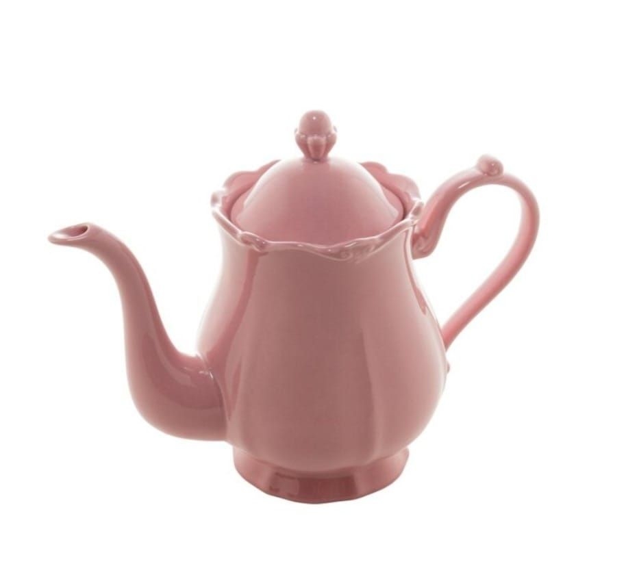 Conjunto de Bule para Chá /Café de porcelana Fancy wolff na cor rosa