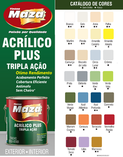 TINTA ACRÍLICO PLUS TRIPLA AÇÃO MAZA 18 LITROS - comprar online