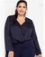 VT318 Camisa Feminina Acetinada Transpassada Plus Size Paula