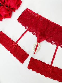 Calcinha Tailandesa + Cinta Liga - Vermelha - Íntima lingerie | Moda íntima Atacado