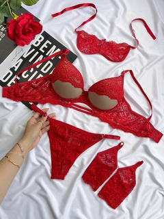 Conjunto Amor Perfeito P - Vermelho/nude