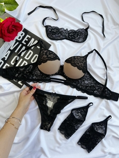 Conjunto Amor Perfeito P - Preto/nude