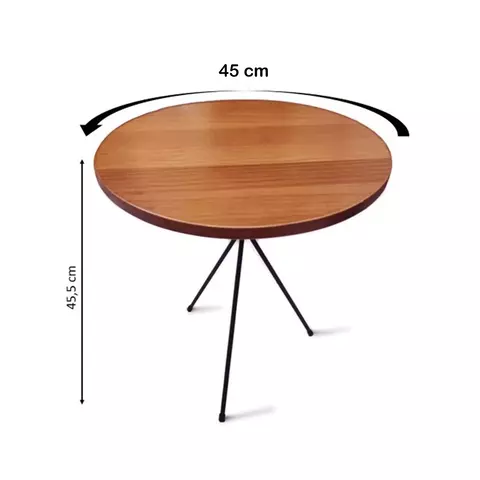 Mesa redonda madera y hierro.