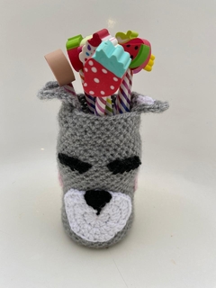 Porta lapices crochet perro