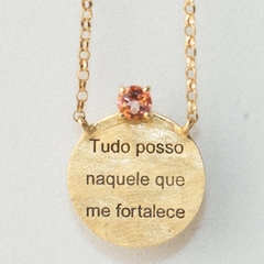 ESCAPULÁRIO SALMOS 18K OURO COM TOPÁZIO PEACH E PINK - loja online