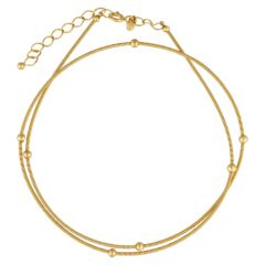 Pulseira Corda De Violao com bolinhas 2 Voltas ouro 18k