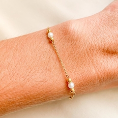 Pulseira bolas de pérola e ouro 18k - comprar online