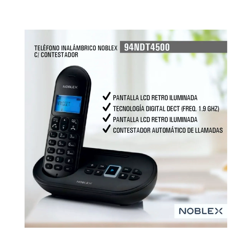 Noblex - Teléfono Inalámbrico Digital con Contestador Automático Noblex