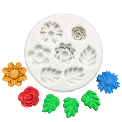 Molde de Silicone 04 florzinhas e 03 folhinhas - comprar online