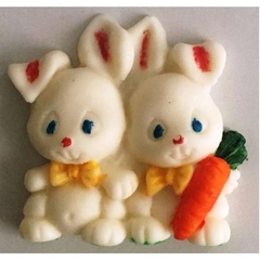 Molde de Silicone Dupla de Coelhos com Gravata e Cenoura para Biscuit e Confeitaria - comprar online