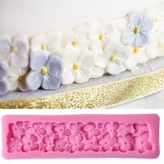 Molde de Silicone Cordão Barrado de Flores para Confeitaria e Biscuit - comprar online