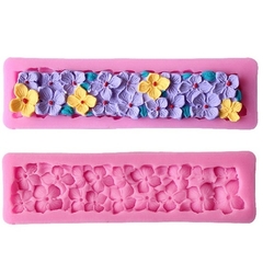 Molde de Silicone Cordão Barrado de Flores para Confeitaria e Biscuit