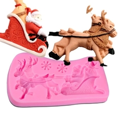 Molde de Silicone Papai Noel no Trenó para Confeitaria e Biscuit