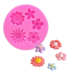 Molde de silicone 5 Florzinhas diversas para Biscuit e confeitaria