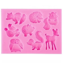 Molde de Silicone Animais do Bosque para Biscuit e Confeitaria - lojacanaldaconfeitaria.com.br