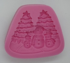 Molde de Silicone Bonecos de Neve e Pinheiros para Confeitaria e Biscuit - lojacanaldaconfeitaria.com.br