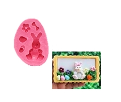 Molde de Silicone Coelho, Flor e Ovinhos para Biscuit e Confeitaria - comprar online