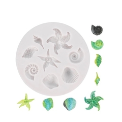 Molde de Silicone Fundo do mar, Estrela do Mar e Conchas para Biscuit e Confeitaria - comprar online