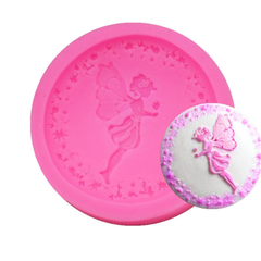 Molde de Silicone Fadinha em moldura de flores - comprar online