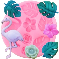 Molde de Silicone Flamingo, Mini Folhas Costela de Adão e Florzinhas na internet