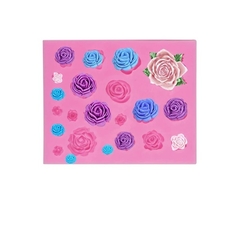 Molde de Silicone Mini Rosas e Flores - lojacanaldaconfeitaria.com.br