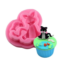 Molde de Silicone para Biscuit e Confeitaria Gato 2D - lojacanaldaconfeitaria.com.br