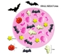 Molde de Silicone Halloween Mini fantasma, morcego, abobora para Biscuit e Confeitaria