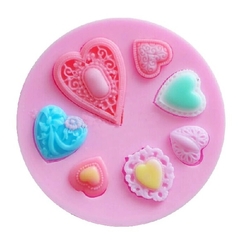 Molde de Silicone Corações e Jóias para Biscuit e Confeitaria - comprar online