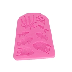 Molde de Silicone Peixes, Algas e Coral para Biscuit e Confeitaria - loja online