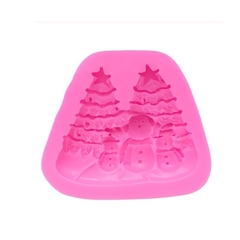 Molde de Silicone Bonecos de Neve e Pinheiros para Confeitaria e Biscuit - comprar online