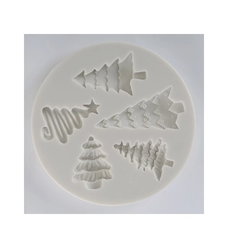 Molde de Silicone Árvores de Natal para Confeitaria e Biscuit