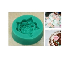 Molde de Silicone Rosa com folhas para Biscuit e Confeitaria - comprar online