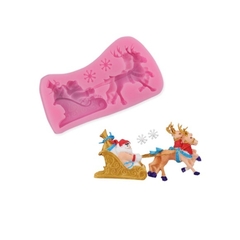 Molde de Silicone Papai Noel no Trenó para Confeitaria e Biscuit - comprar online