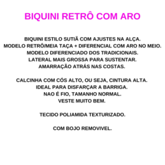 Biquíni Meia Taça Retrô Aro Com Bojo Calcinha Cintura Alta - Azul Royal - loja online