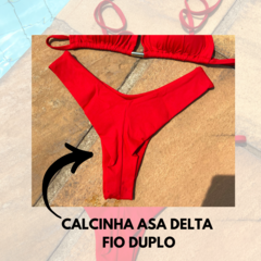 Biquíni Cortininha Com Bojo Removível Calcinha Asa Delta Fio Duplo - Vermelho na internet