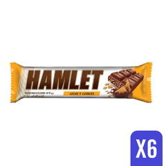 CHOCOLATE LECHE Y COOKIES HAMLET 45g (6 unidades)