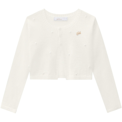 Bolero Tricot Menina Off White c/ Pérolas (tam 1-3) Milon