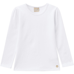 Blusa Infantil Menina Cotton 4 Branca c/ Medalhinha (tam 4-10) Milon