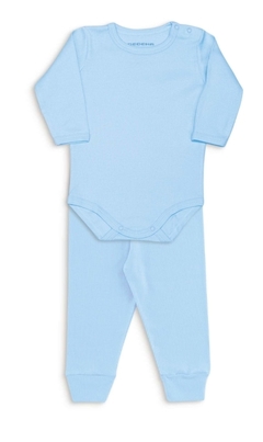 Conjunto de Body Primeiros Passos Canelado Azul Bebê (tam 1-3) Dedeka