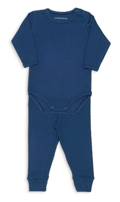 Conjunto de body primeiros passos (1/3) canelado azul marinho Dedeka