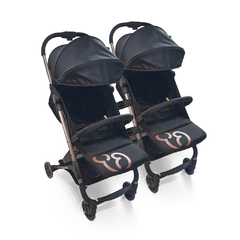 Carrinho de Bebê para Gêmeos Travel System Duolee Duo Preto/Cobre Galzerano