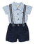 Conjunto Body/Short Menino Oxford Chic P/EG Azul Anjos Baby