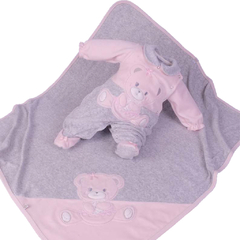 Kit saída de maternidade Elisa plush rosa Beth Bebê