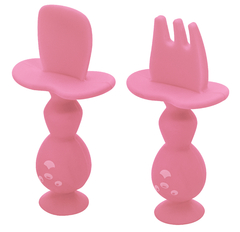 Conjunto De Talheres De Silicone Rosa KaBaby