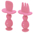 Conjunto De Talheres De Silicone Rosa KaBaby