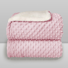 Cobetor Laço Bebê Plush com Sherpa Dots Rosa Baby